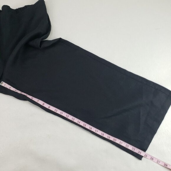 Talbots 100% Linen Wide Leg Pant Womens Large Black Lightweight Side Zip Trouser - Picture 12 of 12